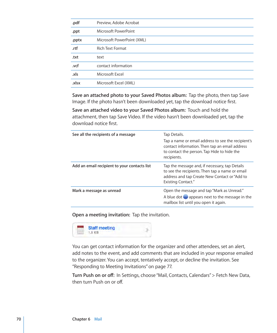 Apple iPod touch iOS 3.1 User Manual | Page 70 / 169