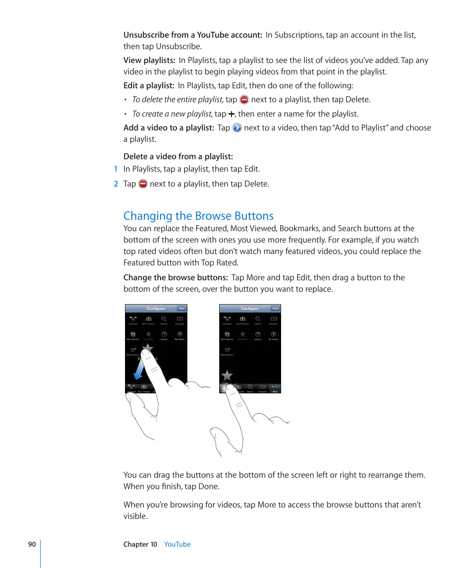 Changing the browse buttons, 90 changing the browse buttons | Apple iPod touch iOS 3.1 User Manual | Page 90 / 169