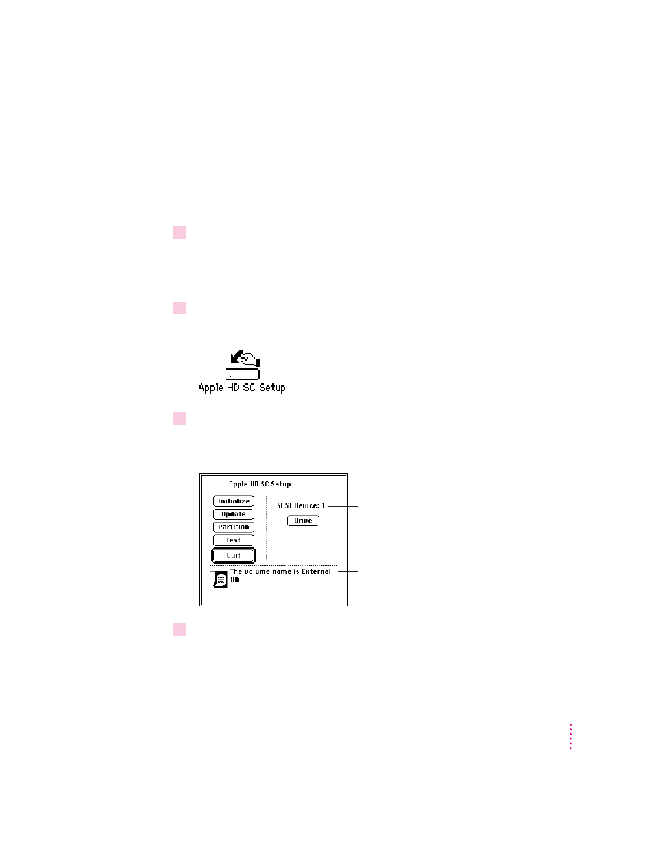 Initializing an external scsi hard disk | Apple Power Macintosh 6200 Series User Manual | Page 69 / 121