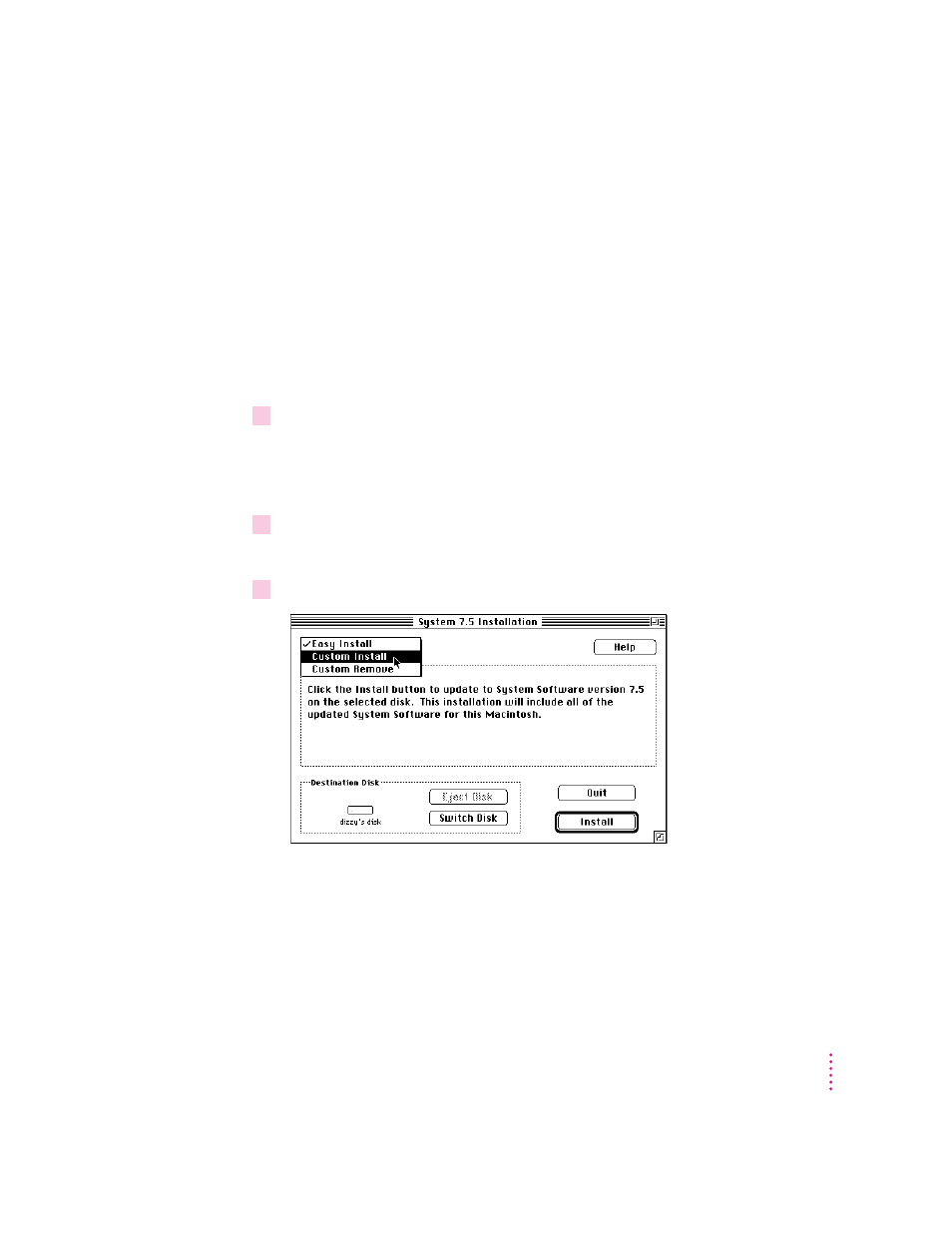 Doing a custom installation | Apple Power Macintosh 6200 Series User Manual | Page 83 / 121