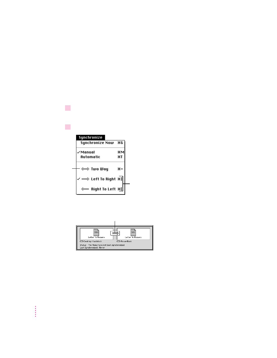 Setting the direction of the link | Apple Macintosh PowerBook 150 User Manual | Page 128 / 164