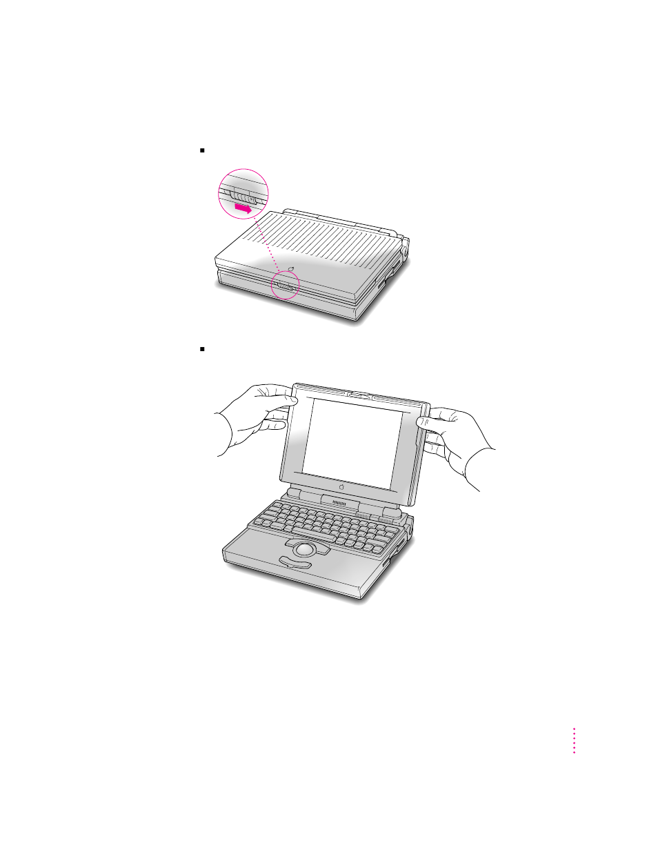 Step 2 open the display | Apple Macintosh PowerBook 150 User Manual | Page 13 / 164