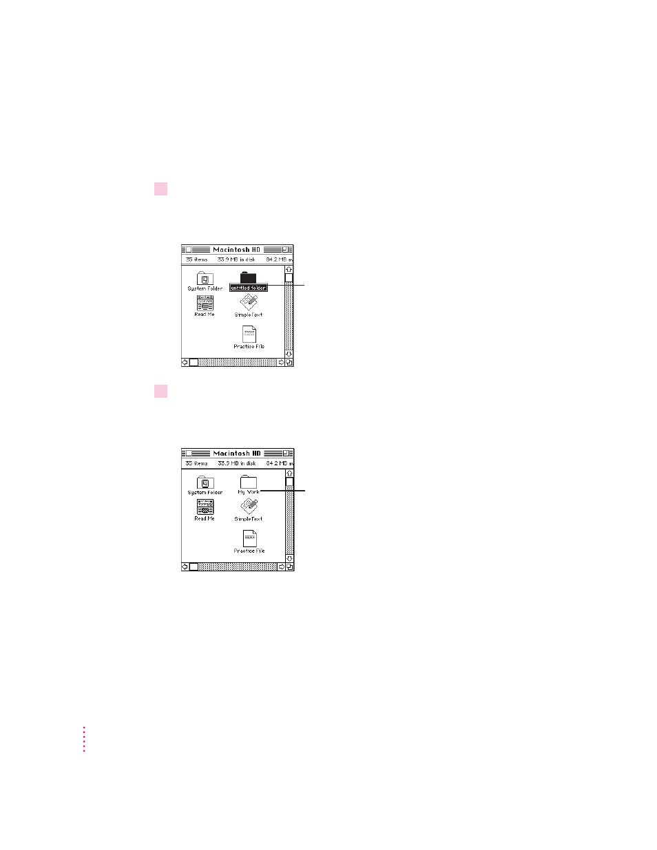 Storing your work inside a folder | Apple Macintosh PowerBook 150 User Manual | Page 42 / 164
