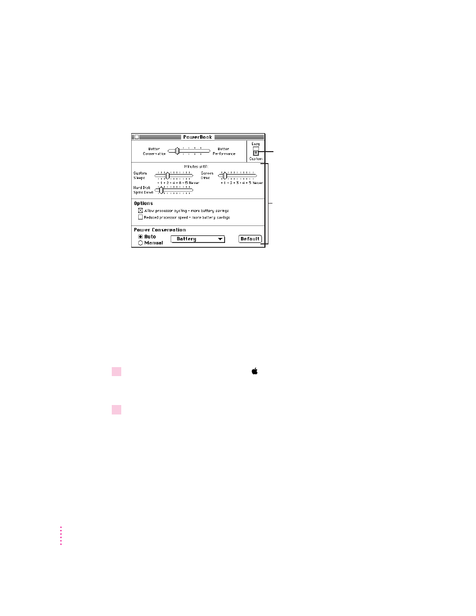 Choosing custom options | Apple Macintosh PowerBook 150 User Manual | Page 87 / 164