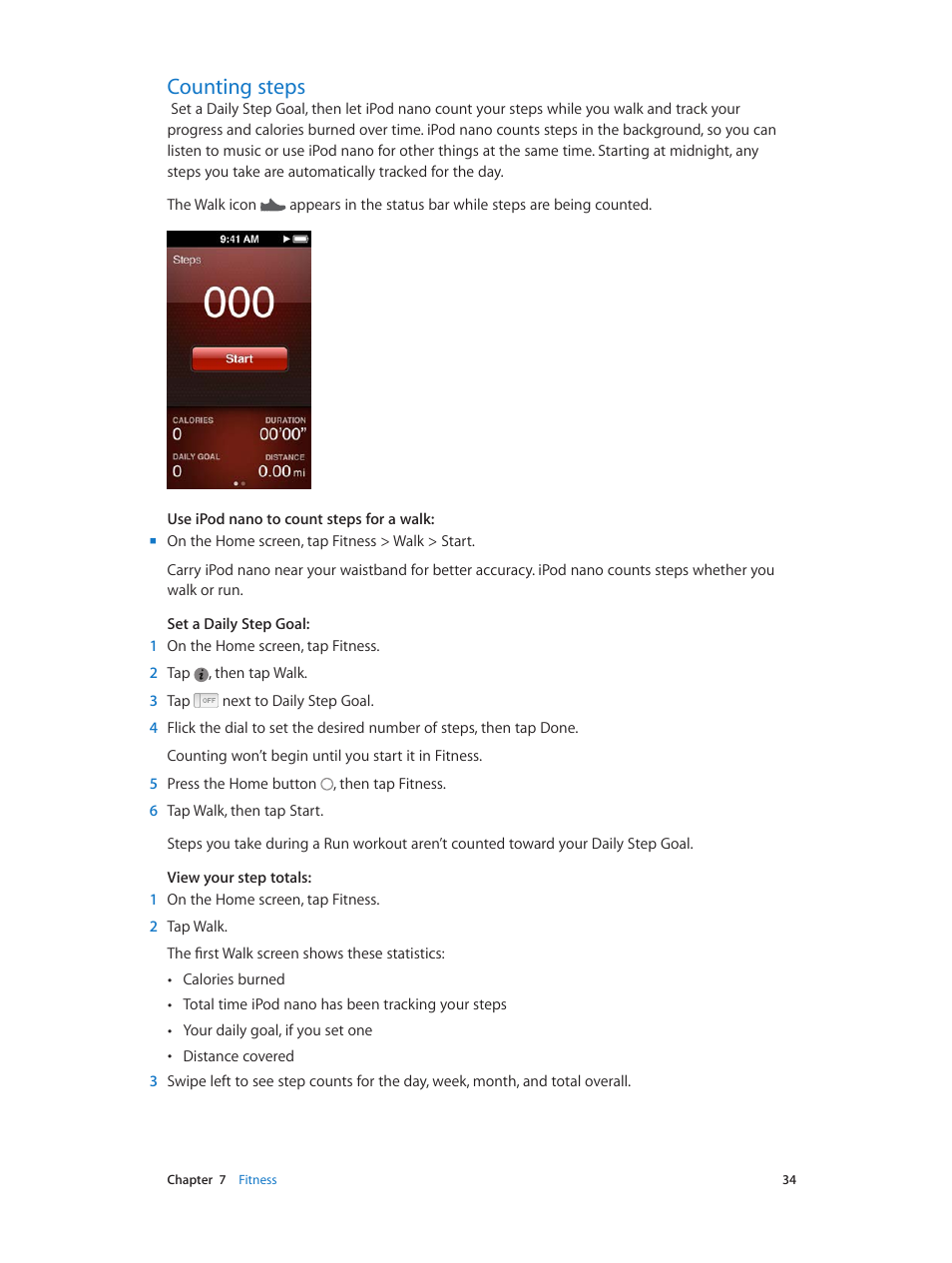 Counting steps, 34 counting steps | Apple iPod nano (7th generation) User Manual | Page 34 / 68