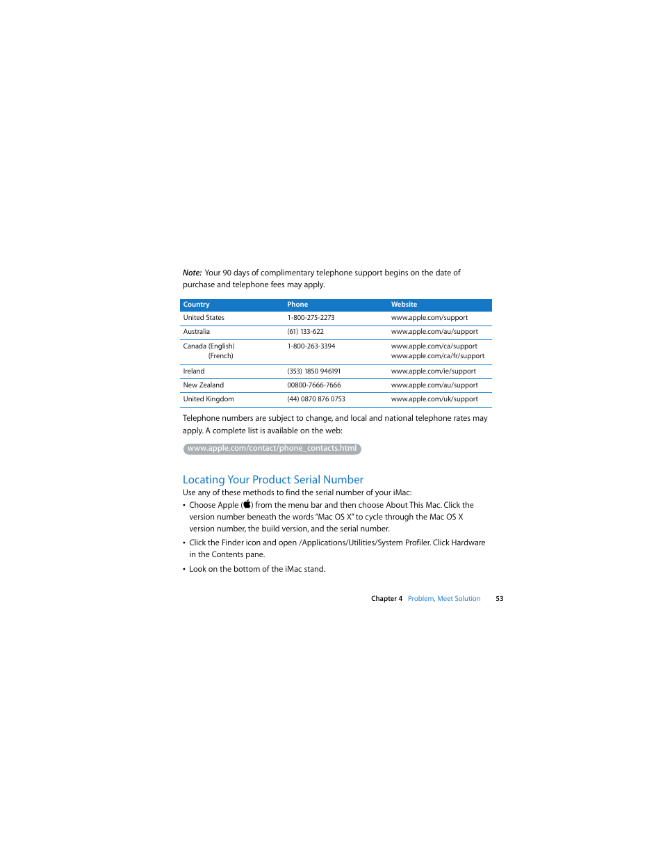 Locating your product serial number | Apple Intel-based iMac (Mid 2007) User Manual | Page 53 / 76