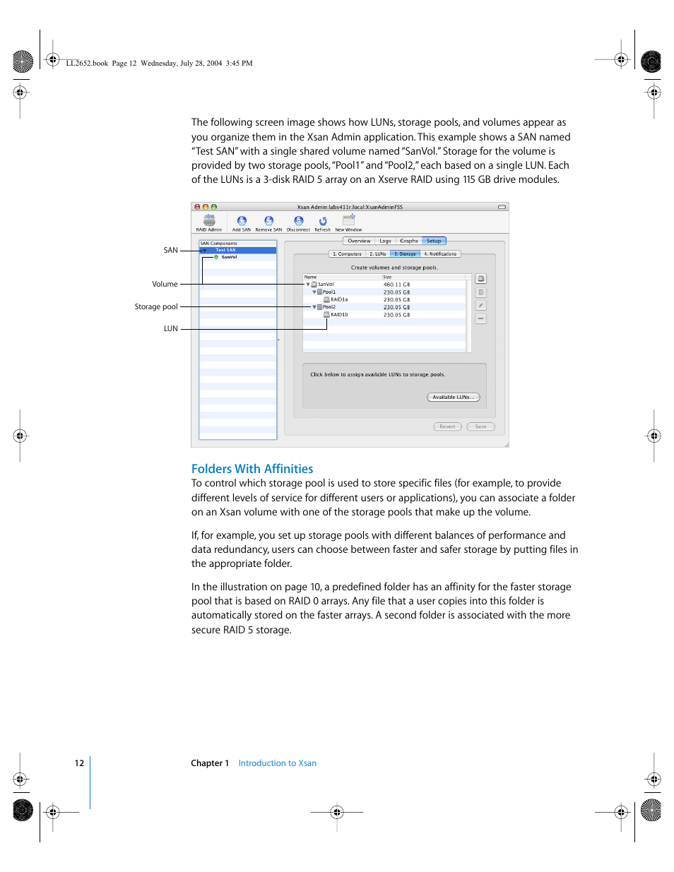 Folders with affinities | Apple Xsan 1.0 User Manual | Page 12 / 43