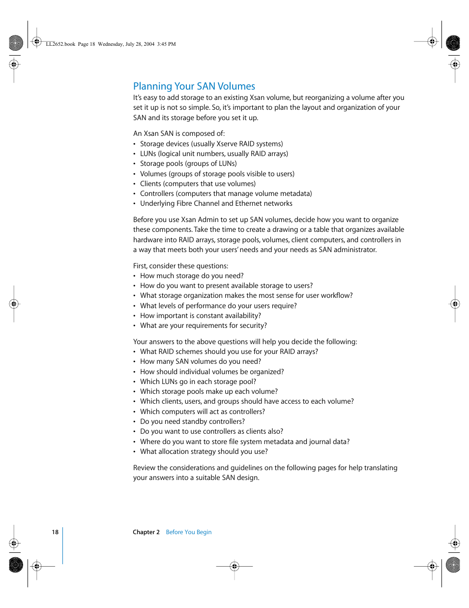 Planning your san volumes | Apple Xsan 1.0 User Manual | Page 18 / 43