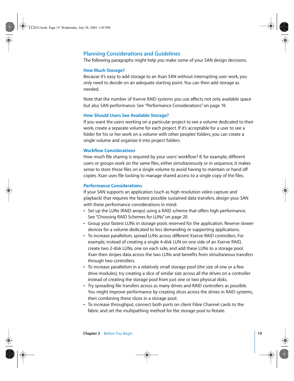 Planning considerations and guidelines | Apple Xsan 1.0 User Manual | Page 19 / 43