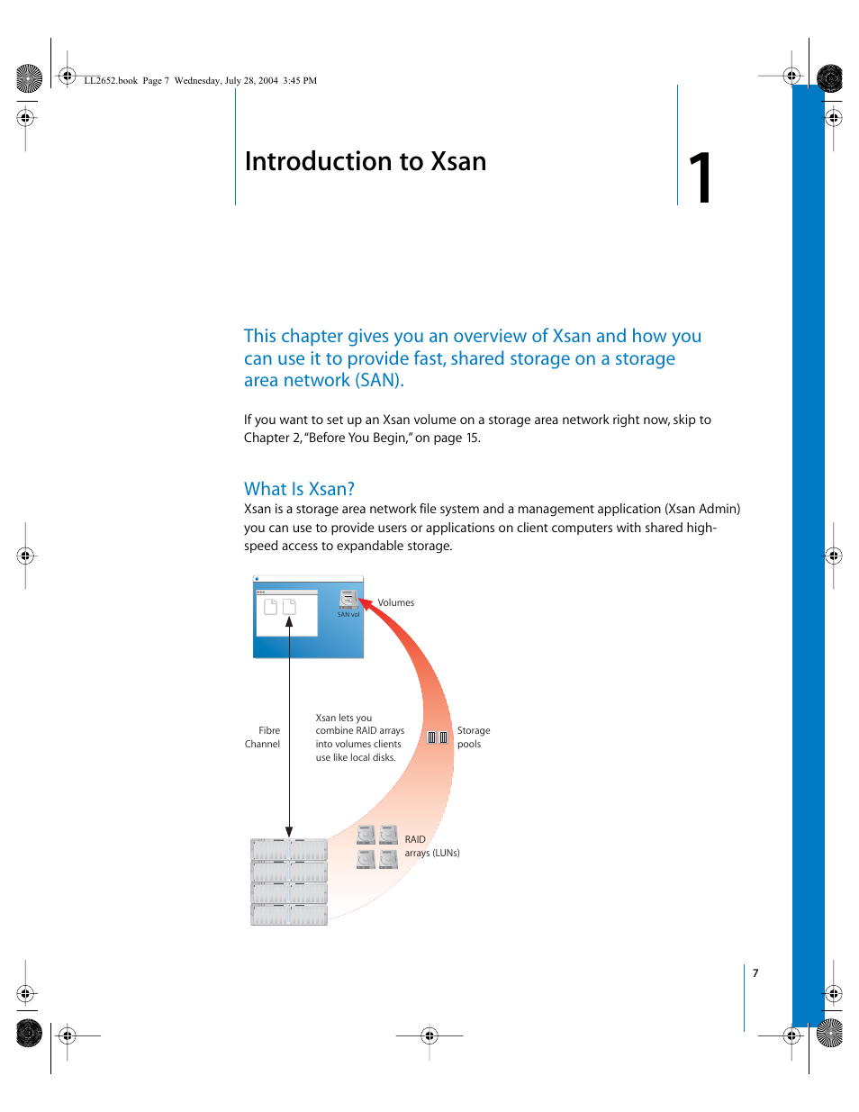 Introduction to xsan, What is xsan, Chapter | Apple Xsan 1.0 User Manual | Page 7 / 43