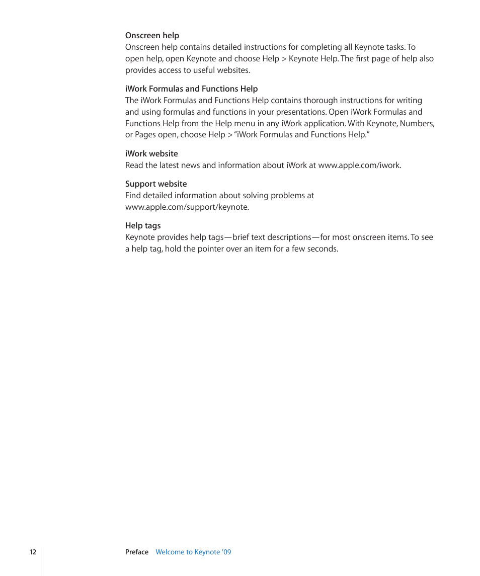 Apple Keynote '09 User Manual | Page 12 / 247