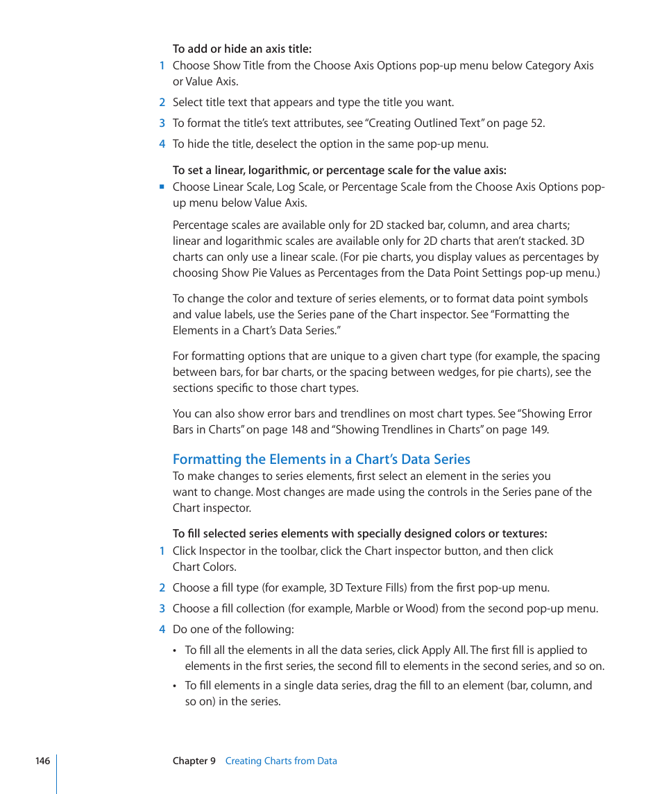 Formatting the elements in a chart’s data series | Apple Keynote '09 User Manual | Page 146 / 247
