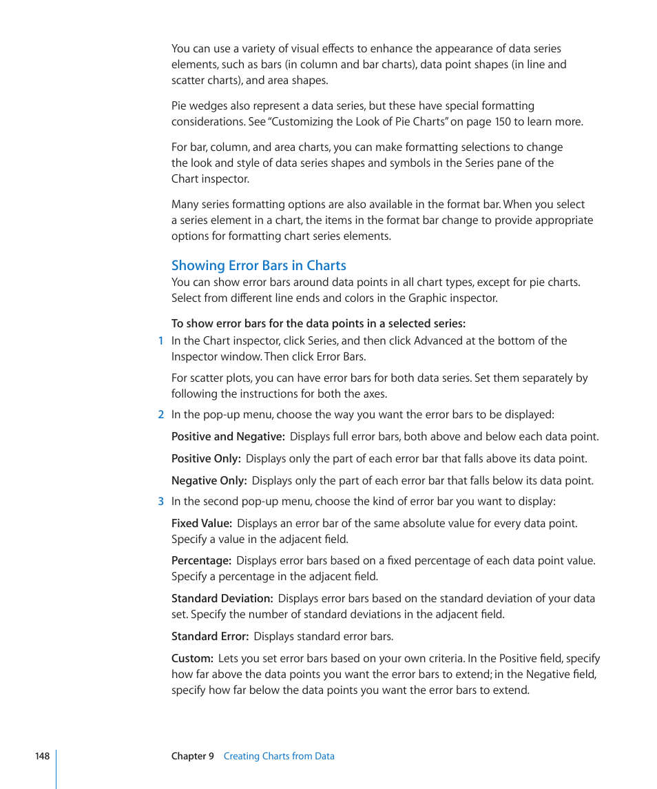 Showing error bars in charts, 148 and | Apple Keynote '09 User Manual | Page 148 / 247