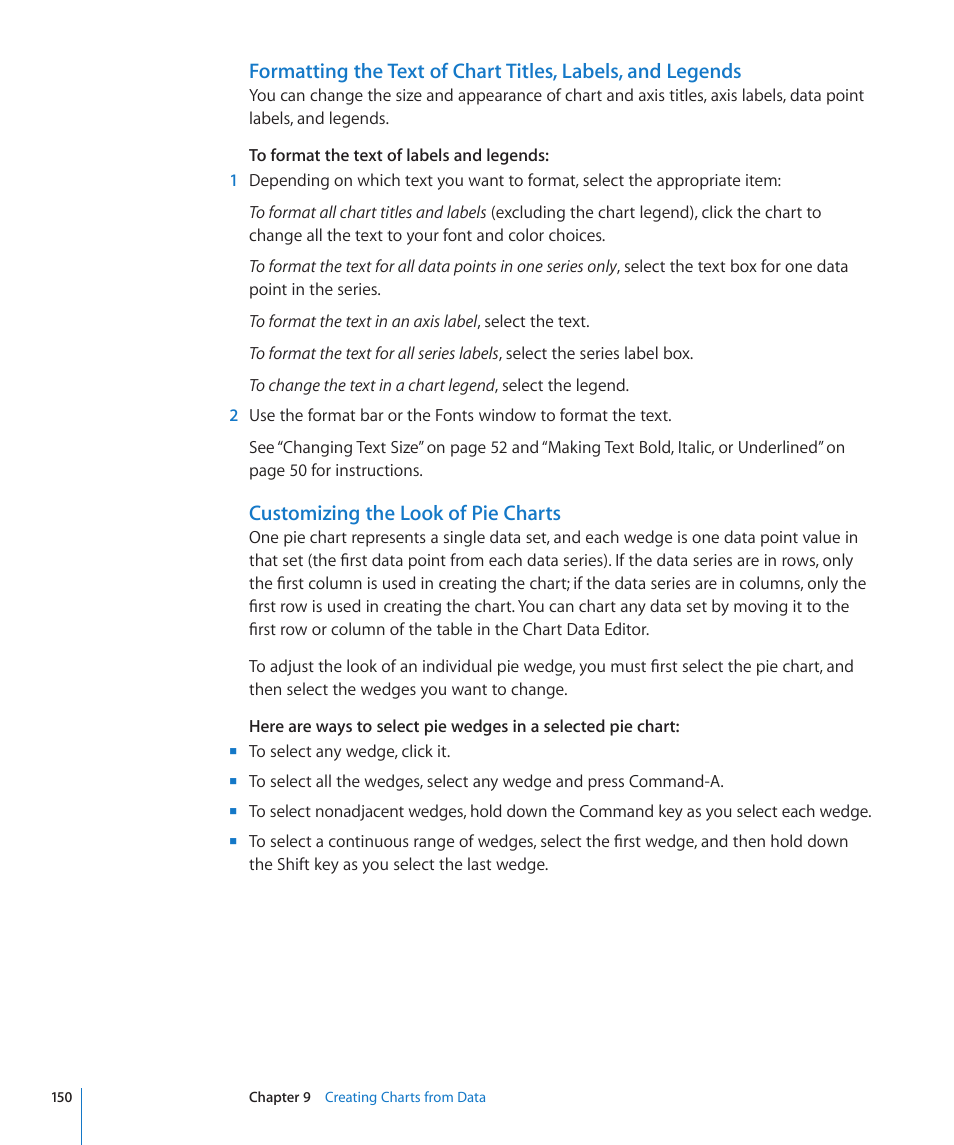 Customizing the look of pie charts | Apple Keynote '09 User Manual | Page 150 / 247