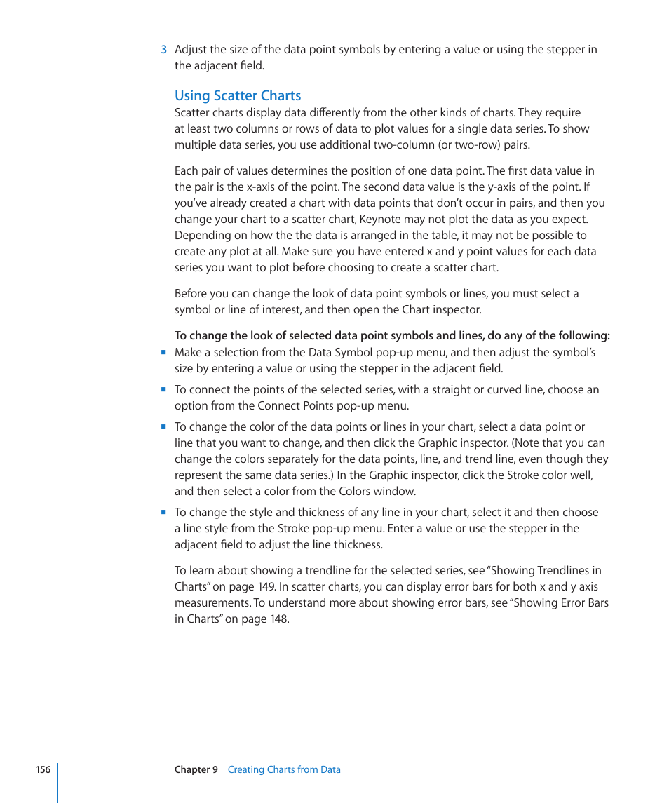 Using scatter charts | Apple Keynote '09 User Manual | Page 156 / 247