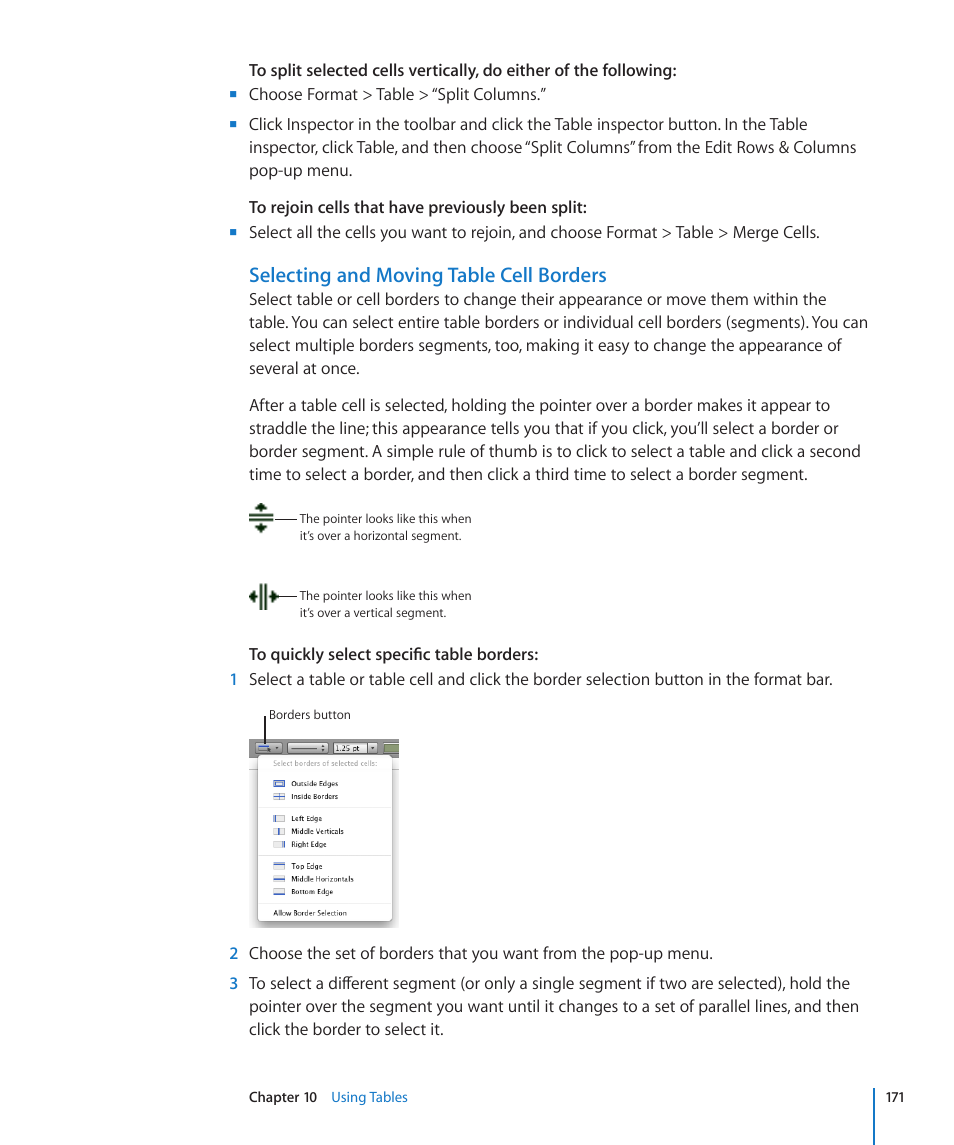 Selecting and moving table cell borders | Apple Keynote '09 User Manual | Page 171 / 247