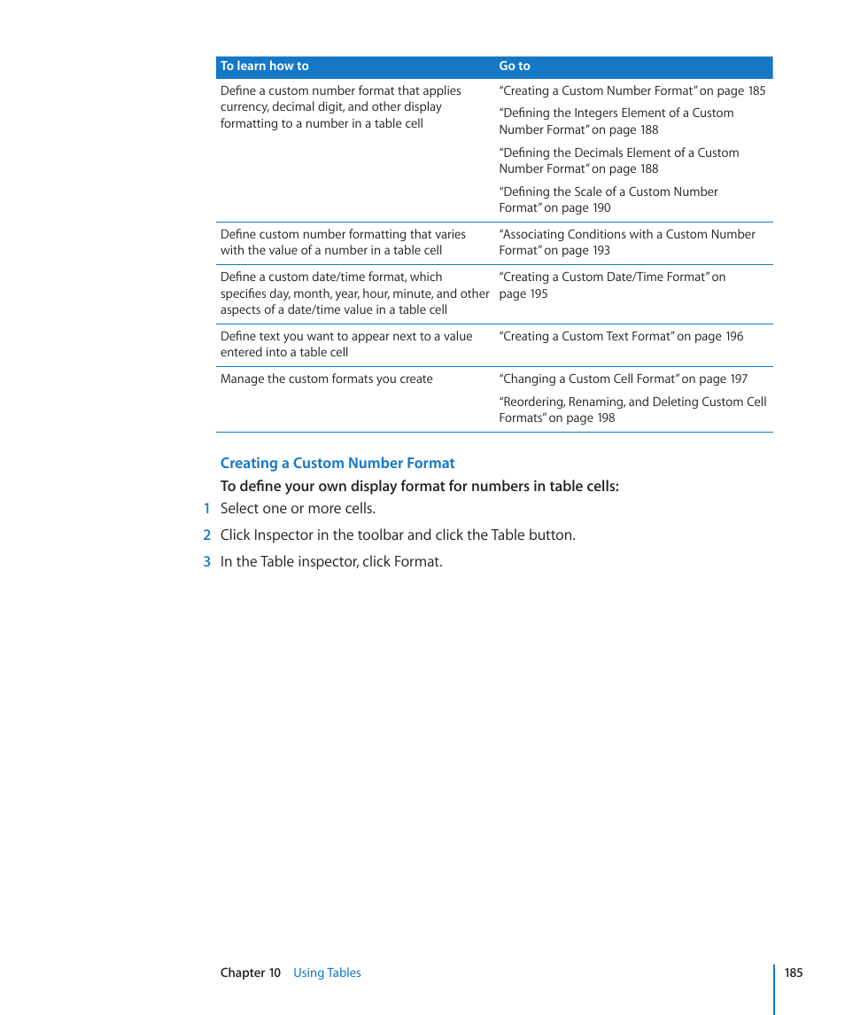 Creating a custom number format | Apple Keynote '09 User Manual | Page 185 / 247