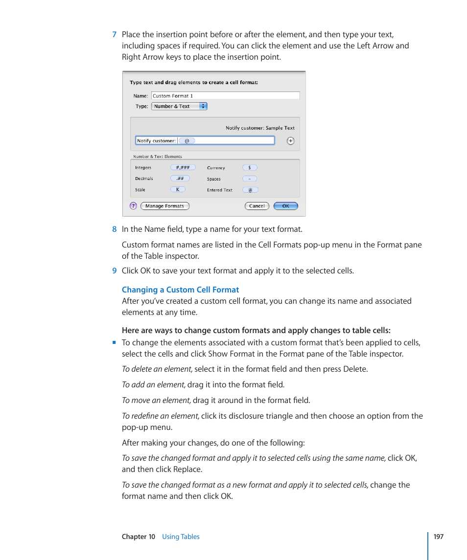 Changing a custom cell format | Apple Keynote '09 User Manual | Page 197 / 247