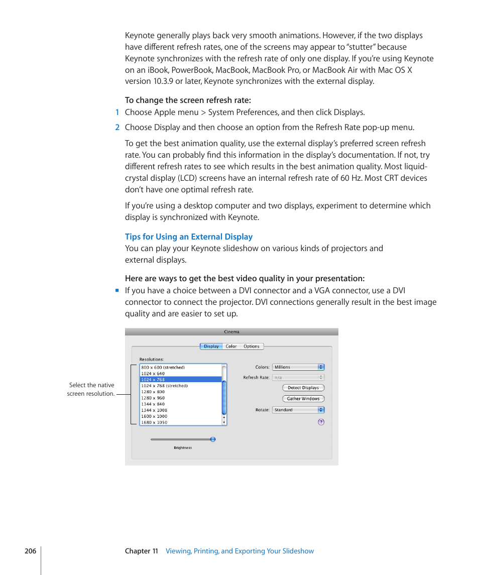 Tips for using an external display | Apple Keynote '09 User Manual | Page 206 / 247