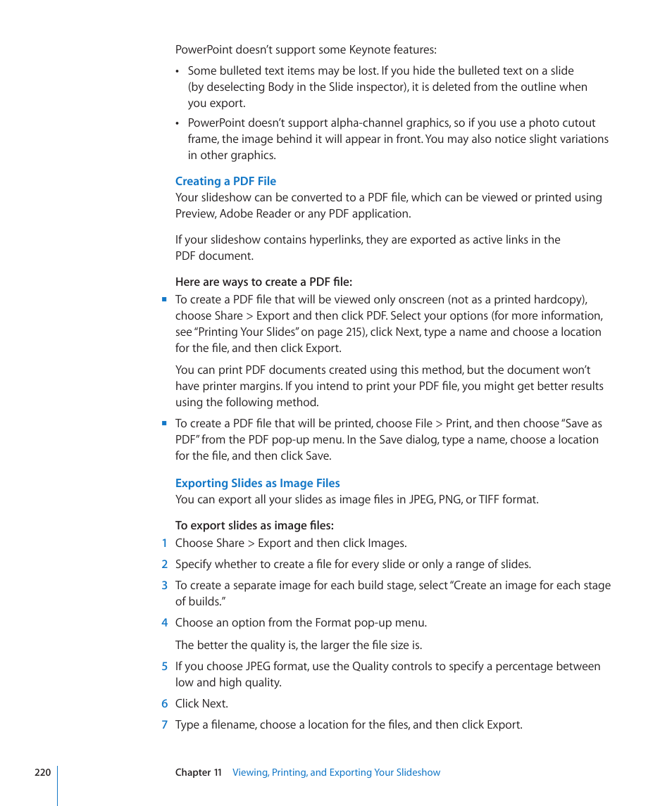 Apple Keynote '09 User Manual | Page 220 / 247