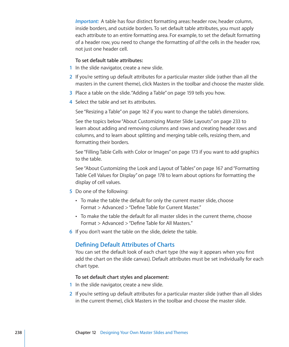 Defining default attributes of charts | Apple Keynote '09 User Manual | Page 238 / 247
