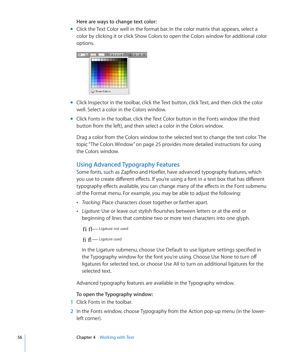 Using advanced typography features | Apple Keynote '09 User Manual | Page 56 / 247