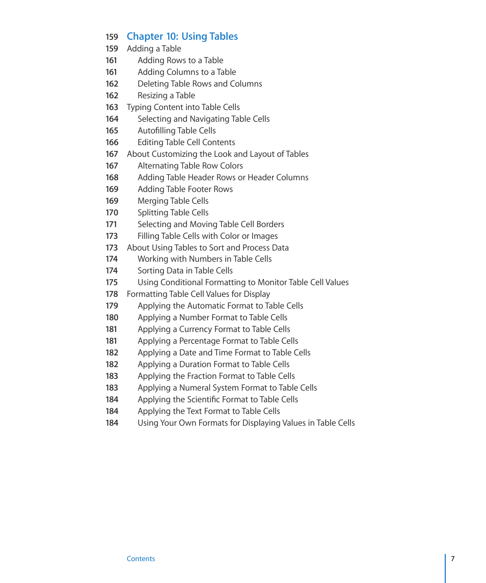 Chapter 10: using tables | Apple Keynote '09 User Manual | Page 7 / 247