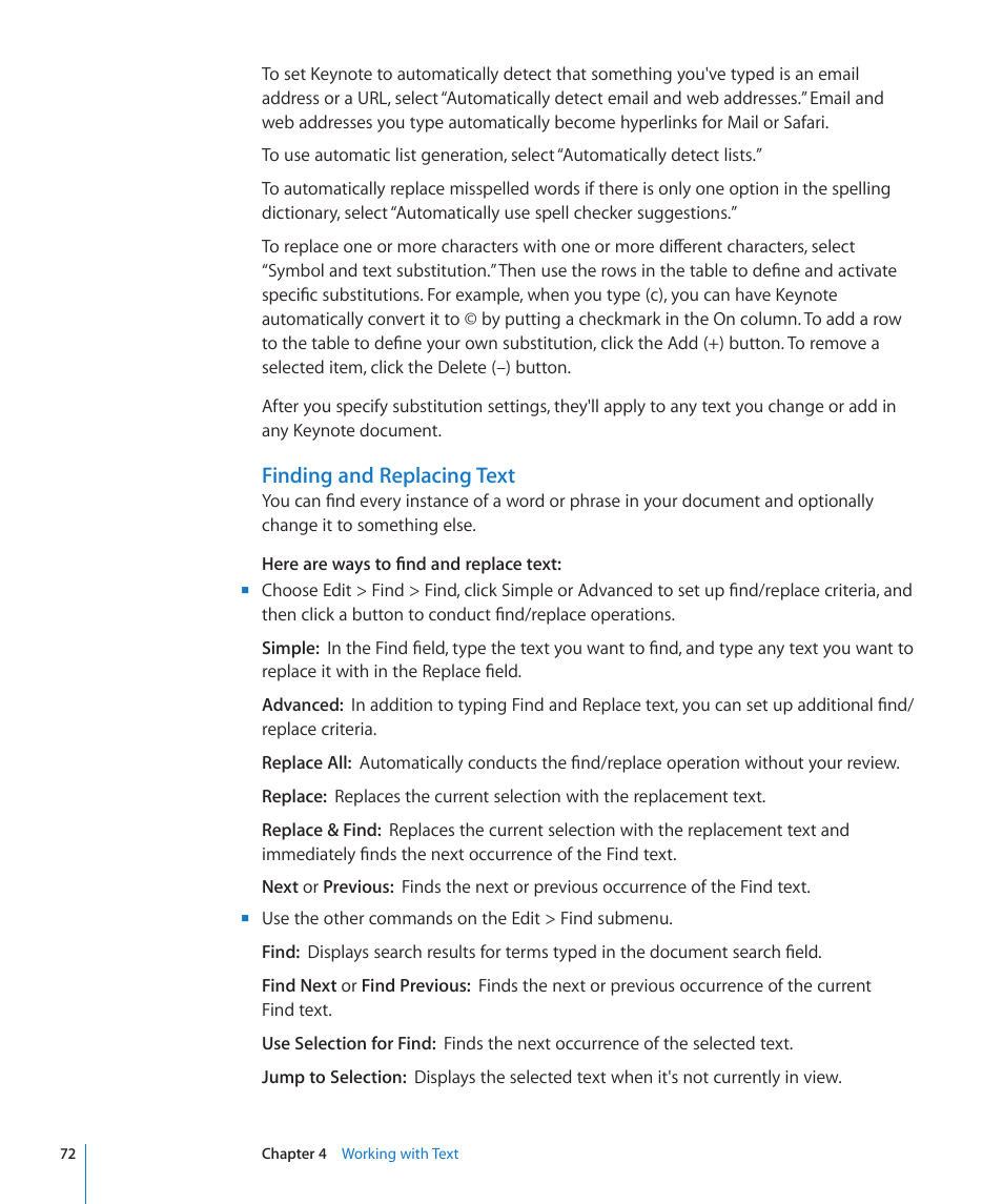 Finding and replacing text | Apple Keynote '09 User Manual | Page 72 / 247