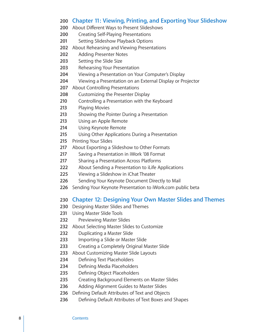 Apple Keynote '09 User Manual | Page 8 / 247