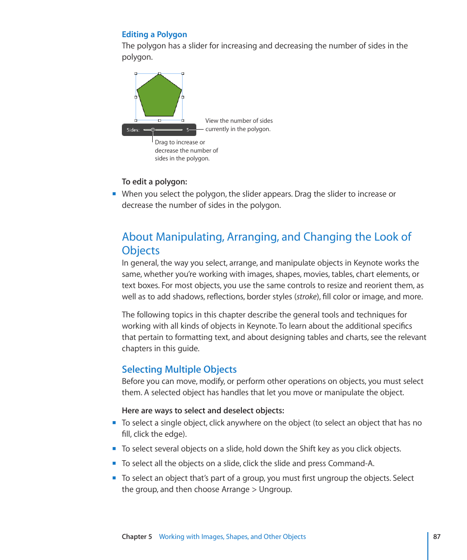 Selecting multiple objects | Apple Keynote '09 User Manual | Page 87 / 247
