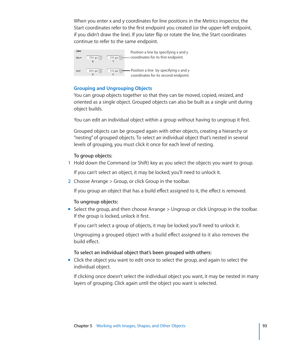 Grouping and ungrouping objects, 93 f | Apple Keynote '09 User Manual | Page 93 / 247