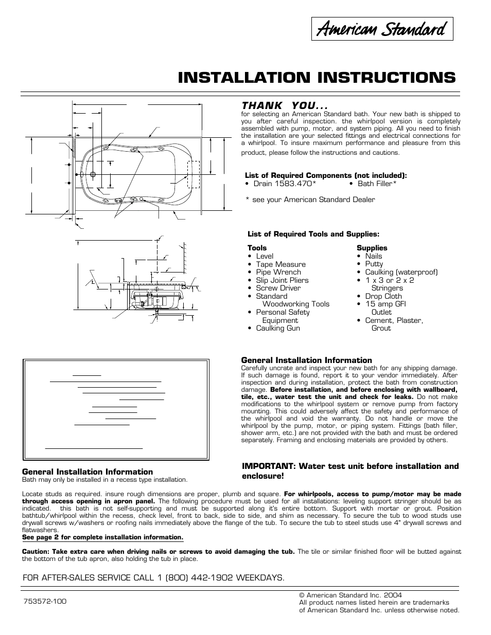 American Standard Colony 1749 SERIES User Manual | 4 pages