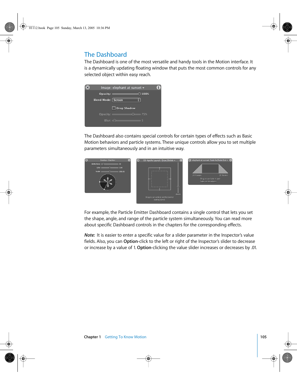 The dashboard | Apple Motion 2 User Manual | Page 105 / 999