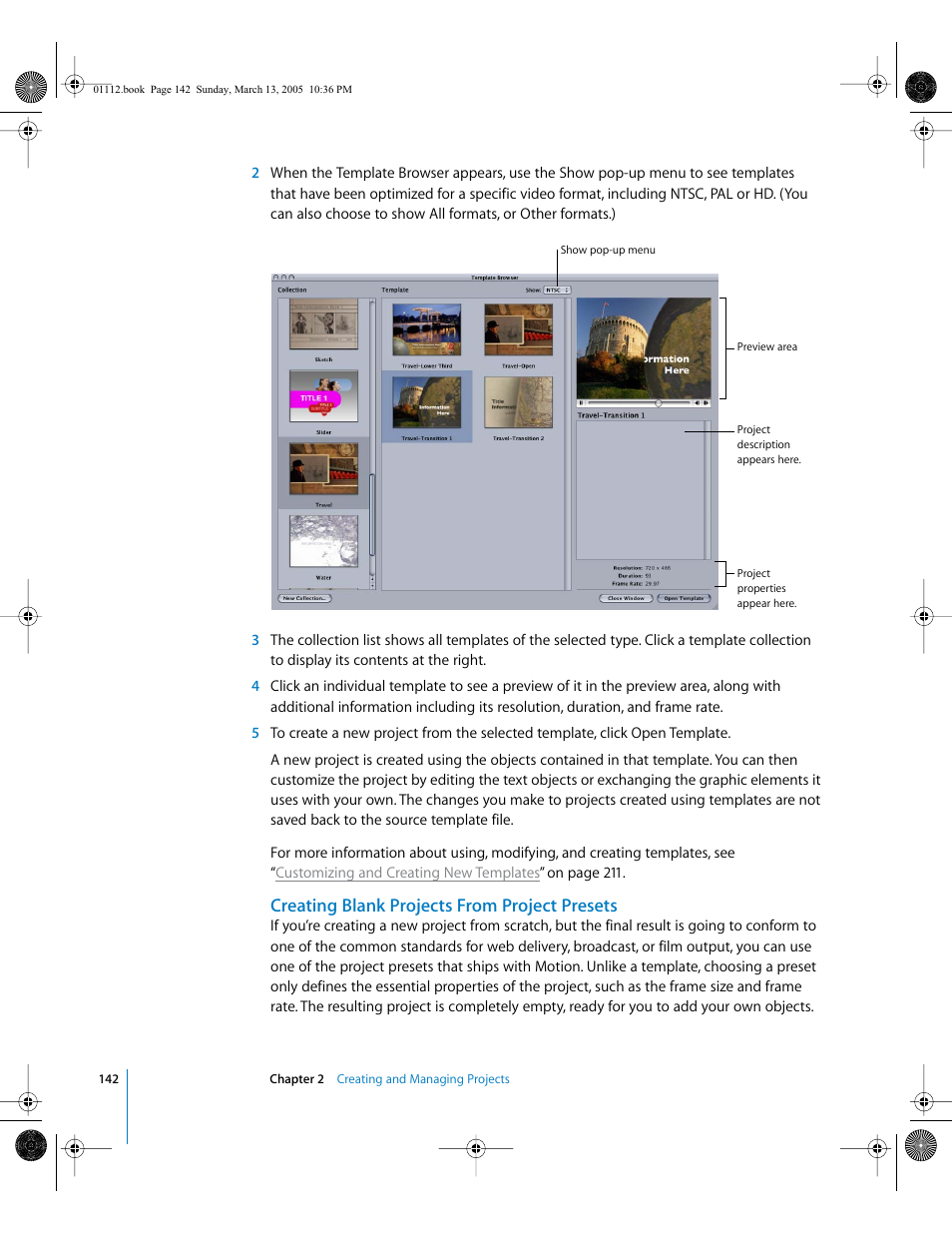 Creating blank projects from project presets | Apple Motion 2 User Manual | Page 142 / 999