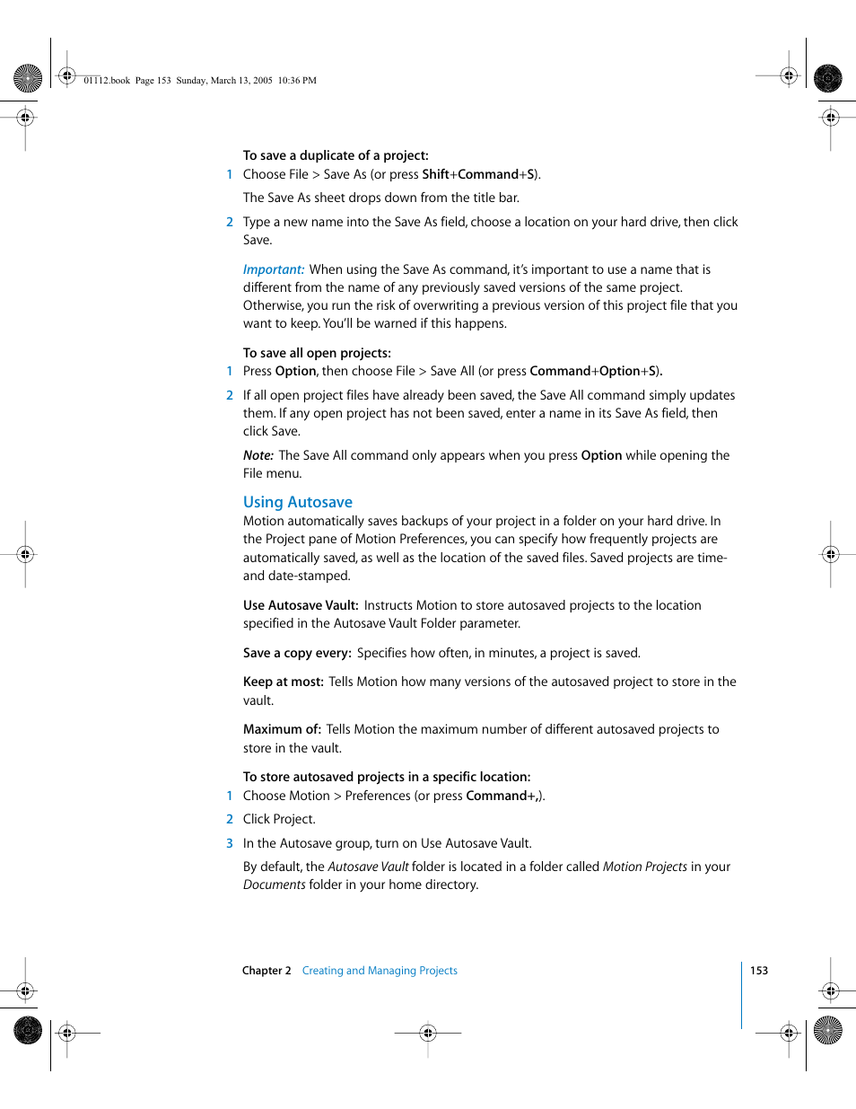 Using autosave | Apple Motion 2 User Manual | Page 153 / 999