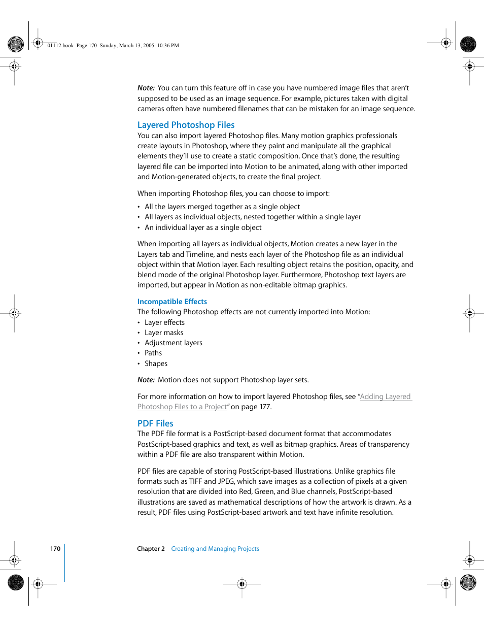 Layered photoshop files, Pdf files | Apple Motion 2 User Manual | Page 170 / 999