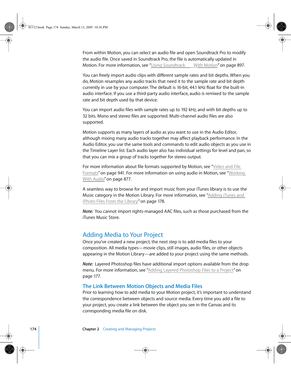 Adding media to your project, The link between motion objects and media files | Apple Motion 2 User Manual | Page 174 / 999