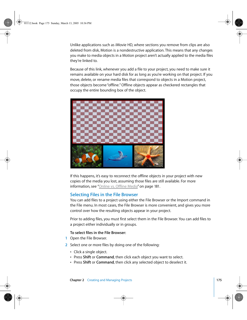 Selecting files in the file browser | Apple Motion 2 User Manual | Page 175 / 999
