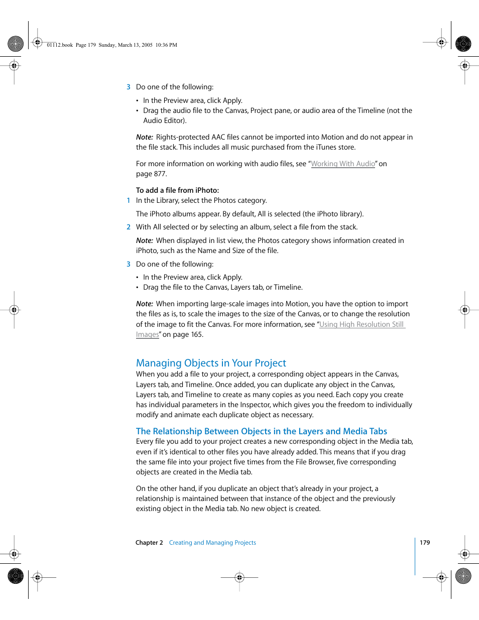 Managing objects in your project | Apple Motion 2 User Manual | Page 179 / 999