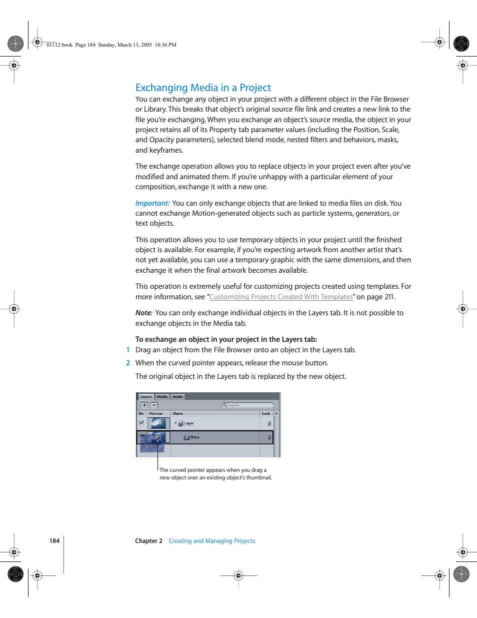 Exchanging media in a project | Apple Motion 2 User Manual | Page 184 / 999