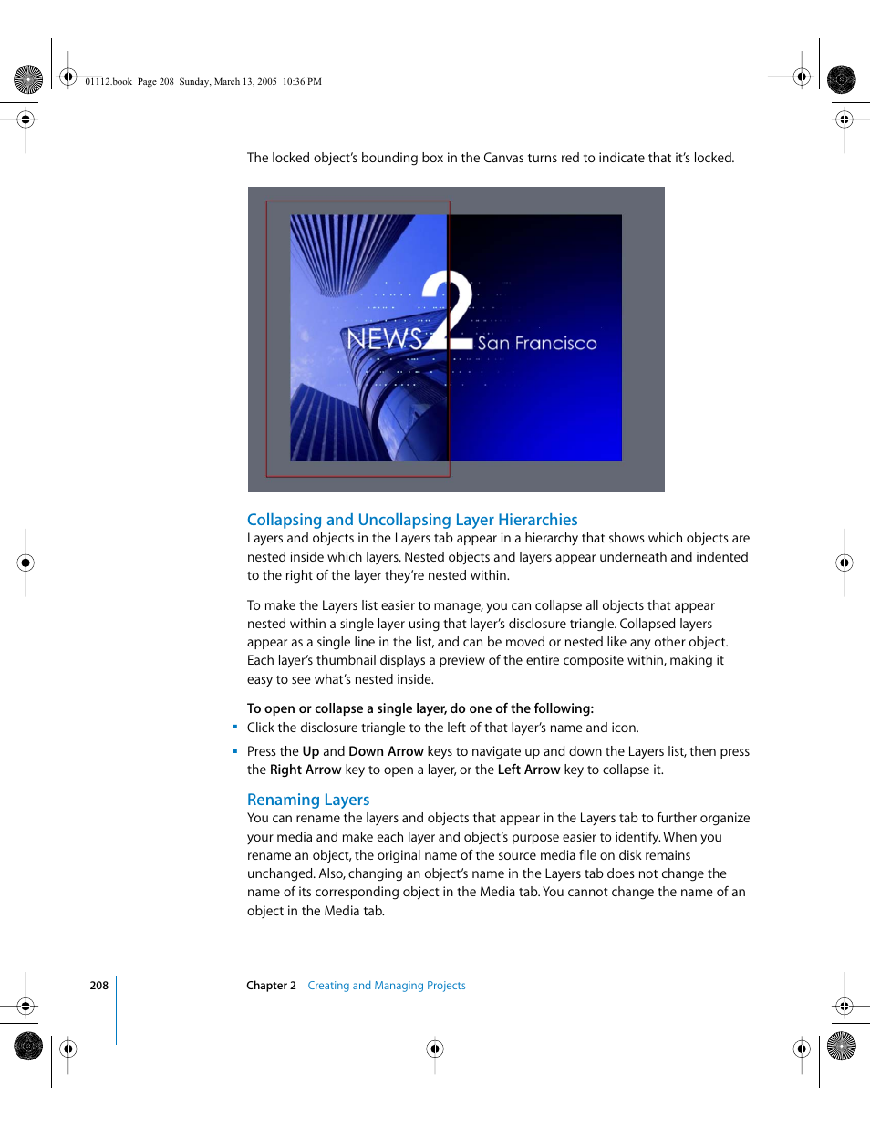 Collapsing and uncollapsing layer hierarchies, Renaming layers | Apple Motion 2 User Manual | Page 208 / 999