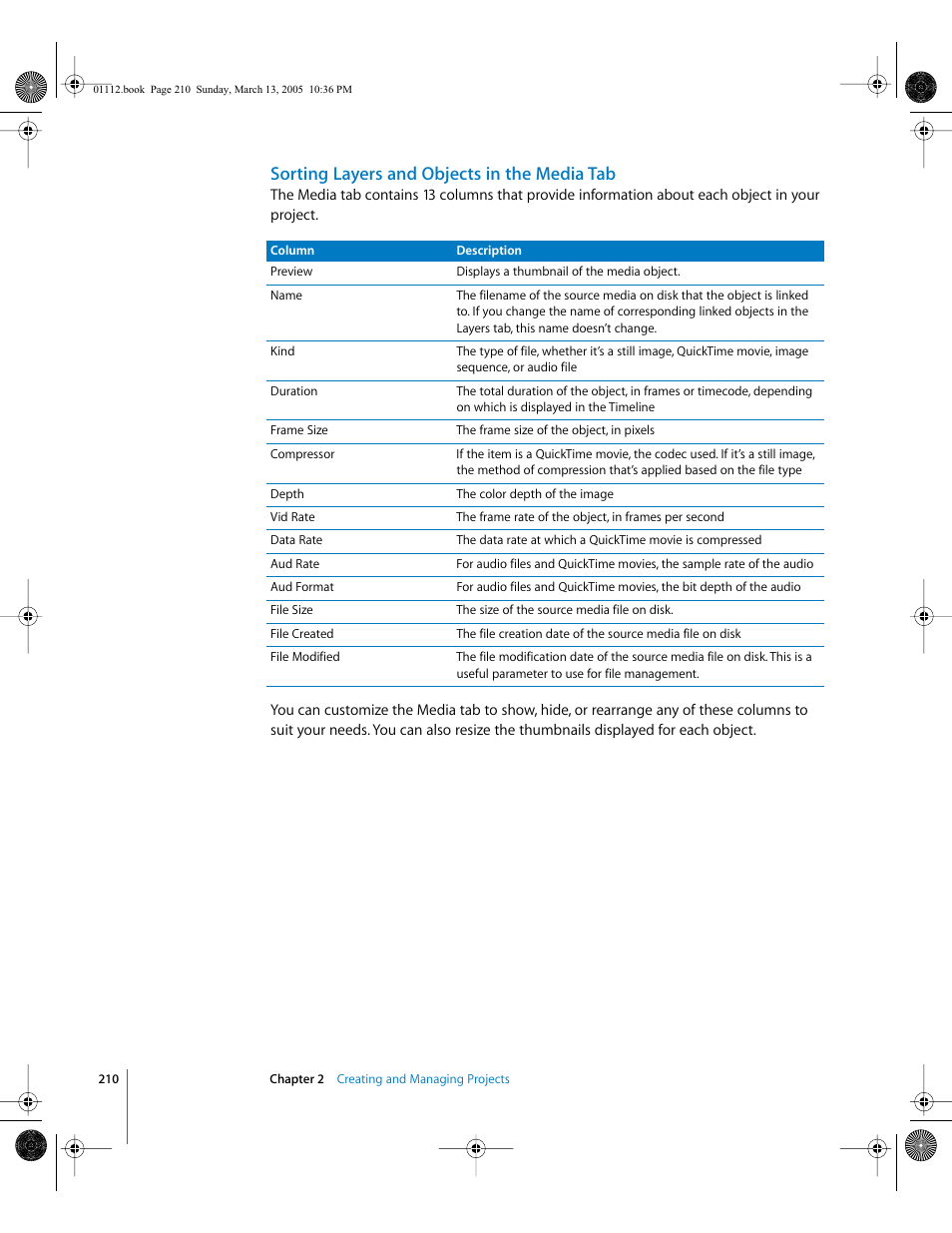 Sorting layers and objects in the media tab | Apple Motion 2 User Manual | Page 210 / 999