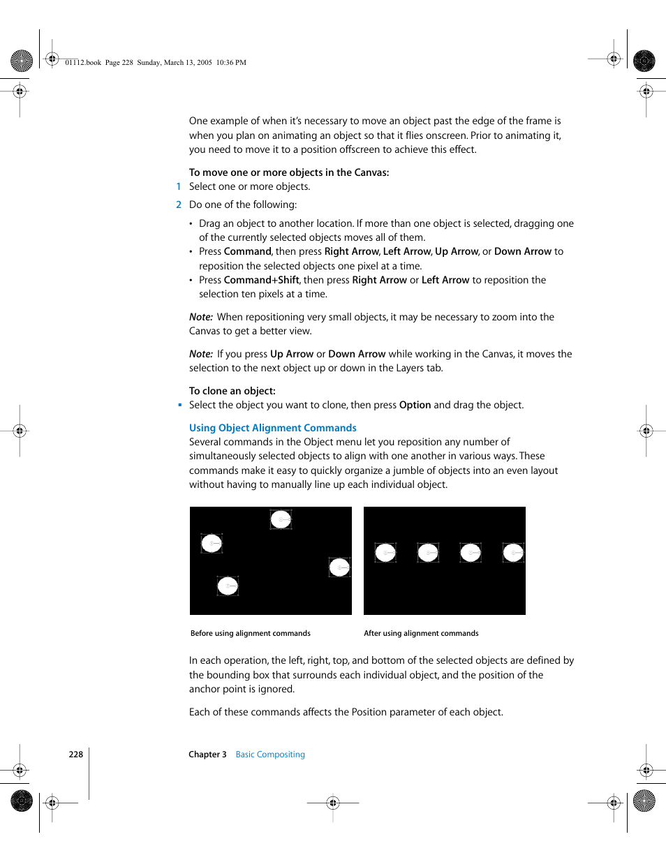 Using object, Alignment commands | Apple Motion 2 User Manual | Page 228 / 999