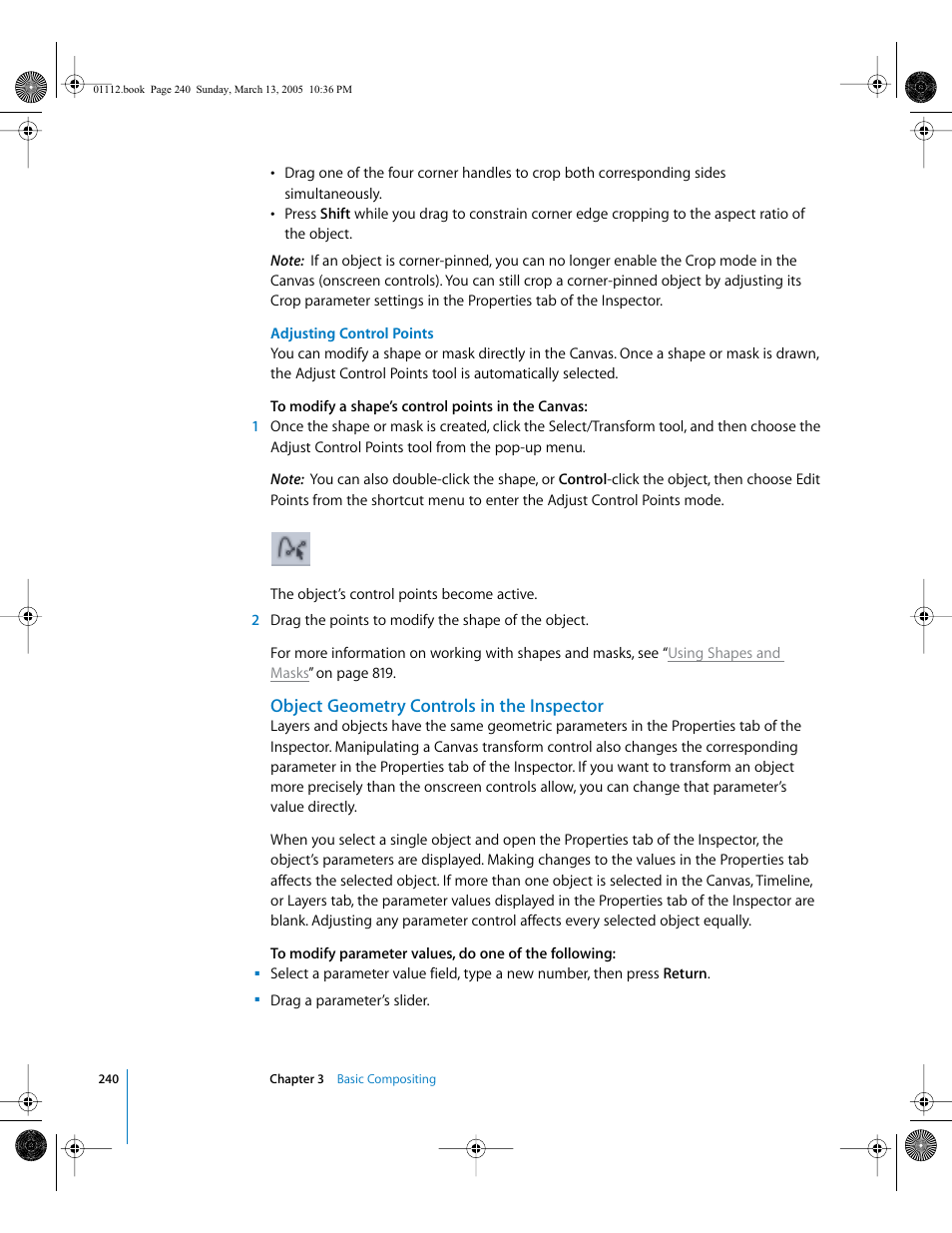 Object geometry controls in the inspector | Apple Motion 2 User Manual | Page 240 / 999