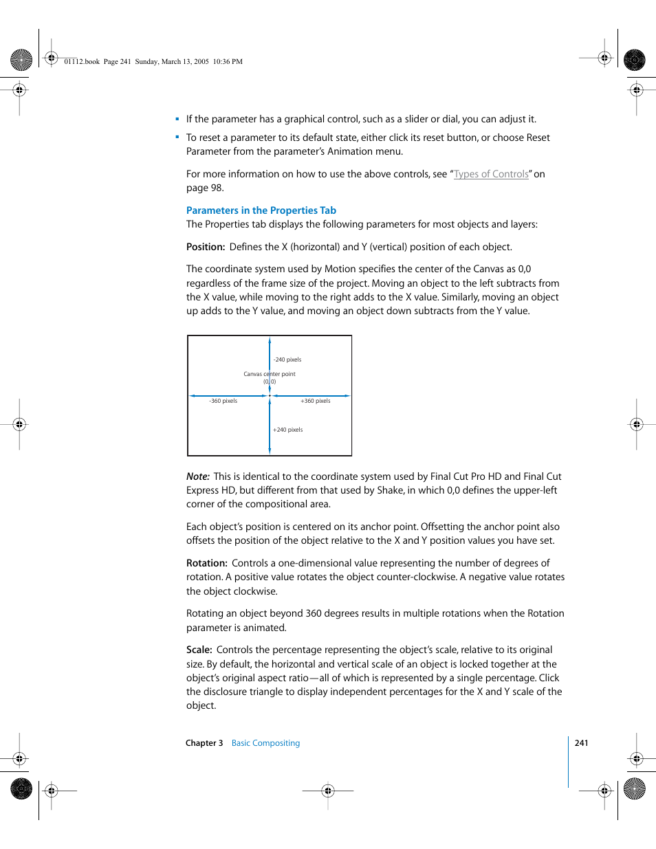 Parameters in the properties tab, Parameters in the, Properties tab | Apple Motion 2 User Manual | Page 241 / 999