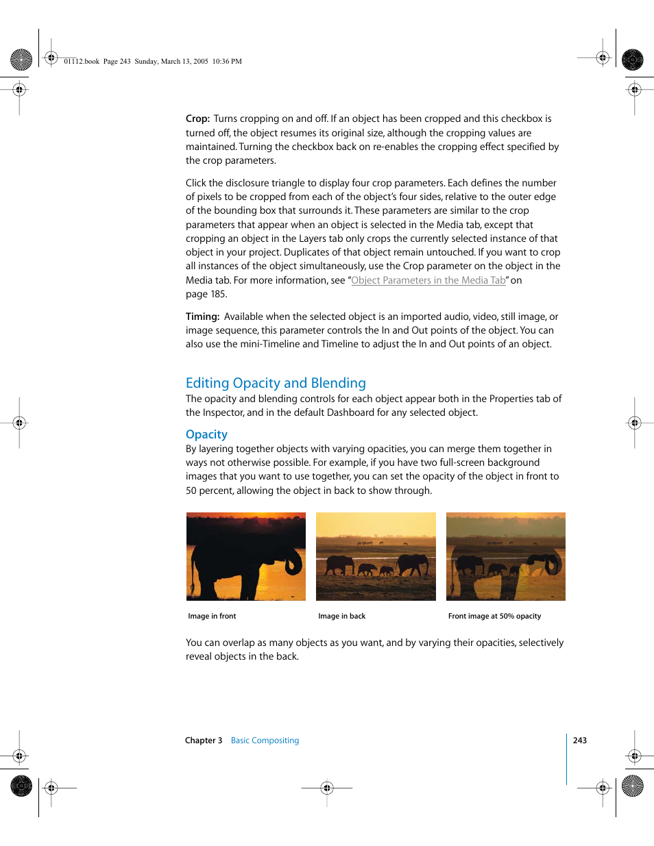 Editing opacity and blending, Opacity, Editing | Opacity and blending | Apple Motion 2 User Manual | Page 243 / 999