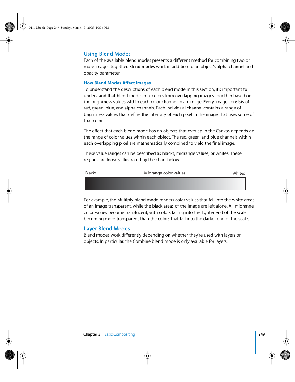 Using blend modes, Layer blend modes, Using blend | Modes | Apple Motion 2 User Manual | Page 249 / 999