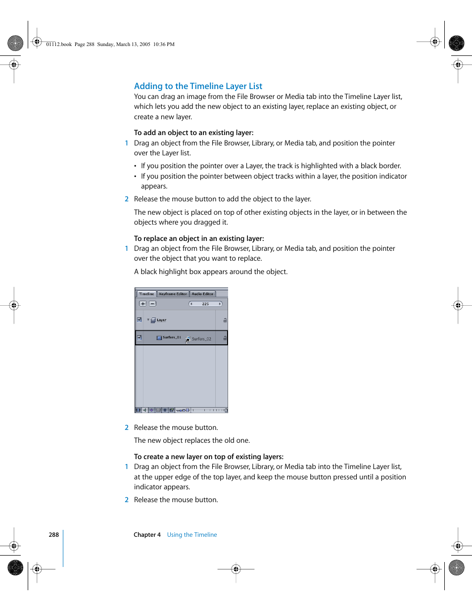 Adding to the timeline layer list | Apple Motion 2 User Manual | Page 288 / 999
