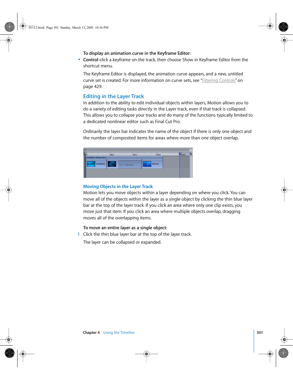 Editing in the layer track | Apple Motion 2 User Manual | Page 301 / 999