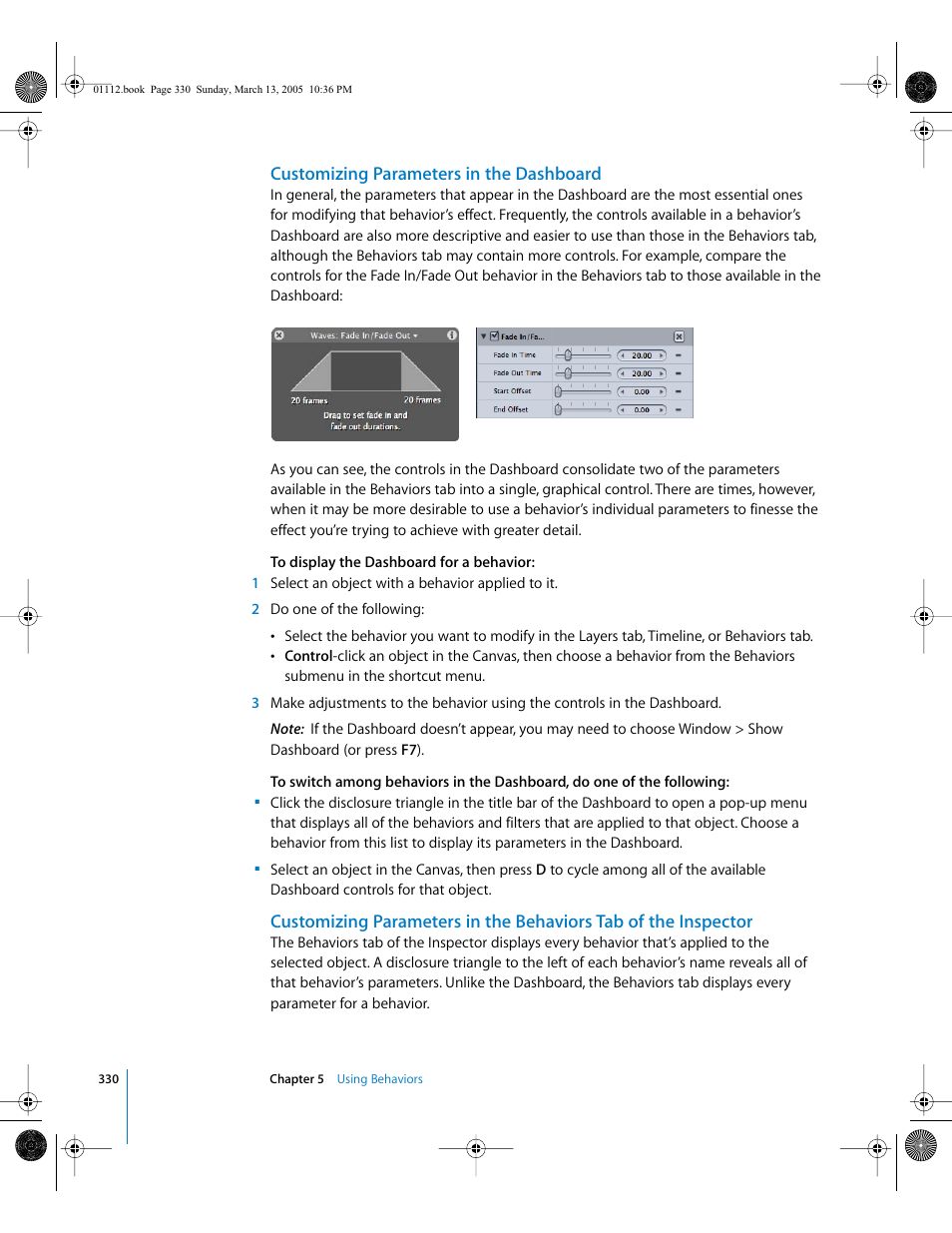 Customizing parameters in the dashboard | Apple Motion 2 User Manual | Page 330 / 999